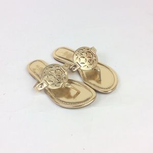 New Aldo Womens Gold Slip On Sandal